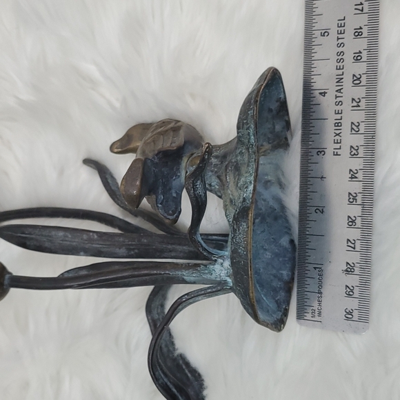 Vintage Wildwood Accent Bronze Candlesticks Tulip and Bird - Picture 9 of 12